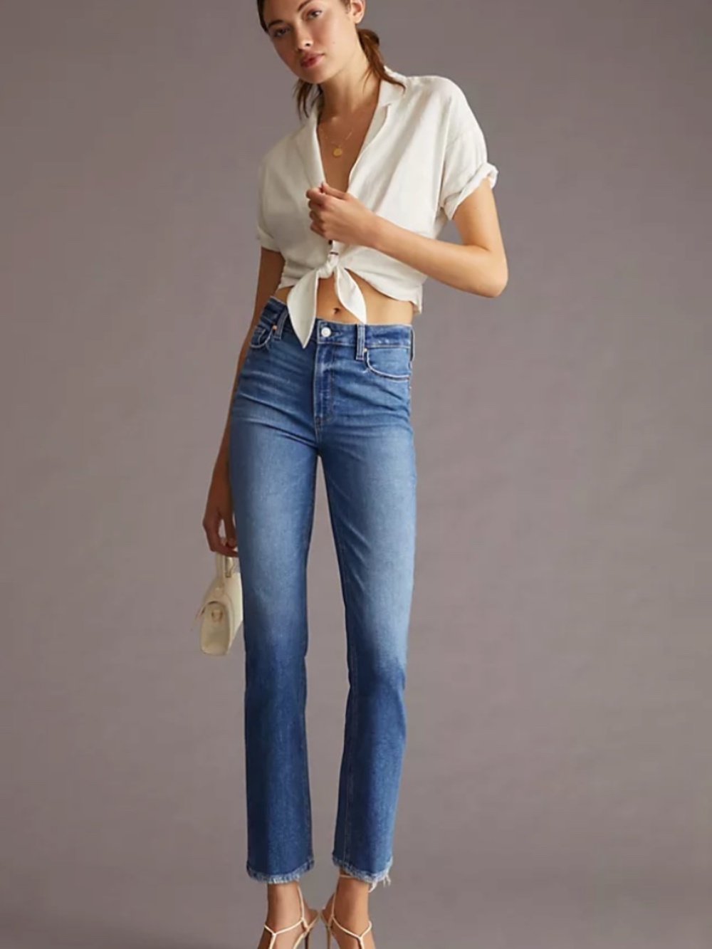 Paige Cindy Straight Leg Raw Hem Jean Size 27